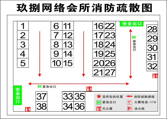 安全疏散网吧消防疏散图
