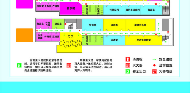 安全疏散红星学校安全疏散示意图