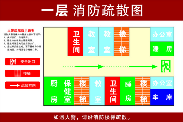 安全疏散幼儿园消防通道示意图