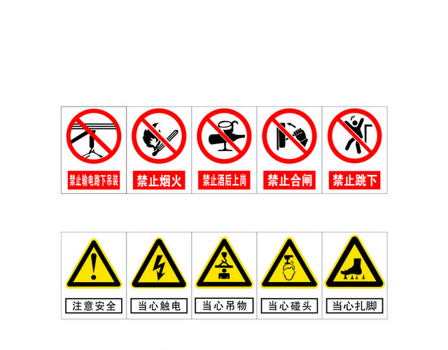 工地安全警示牌禁止指令牌大全