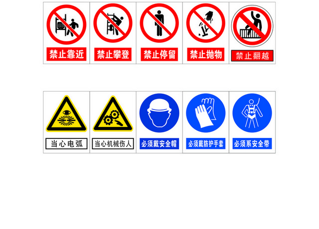 工地安全警示牌禁止指令牌大全