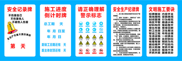 工地安全警示牌工地安全纪录牌