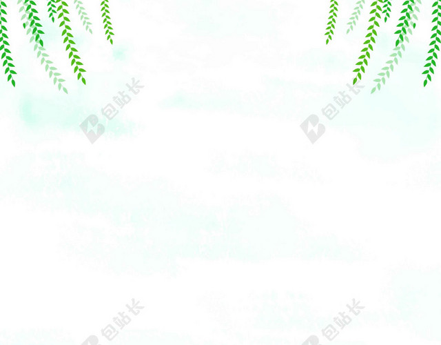 绿色花朵绿叶简约6月你好海报背景