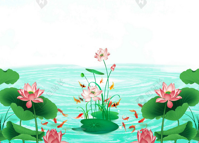 绿色花朵绿叶简约6月你好海报背景