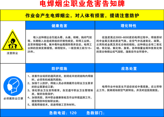 安全标志电焊烟尘职业危害标志牌