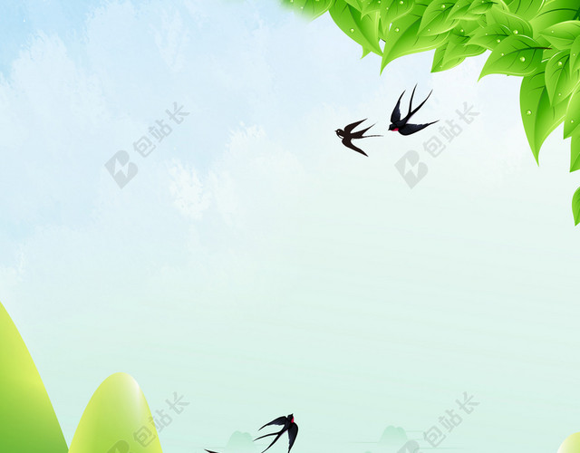 绿色清新卡通牧童4月5日清明节节日促销宣传海报背景