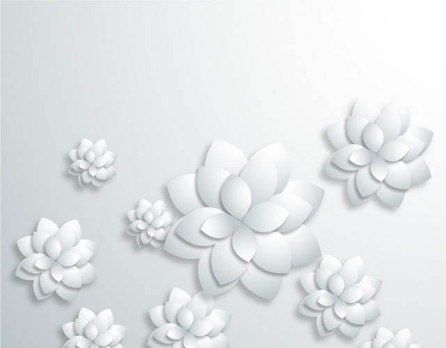 白色花朵3D立体剪纸风素材