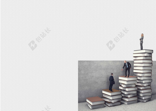 黑白人物书本方格企业画册封面背景