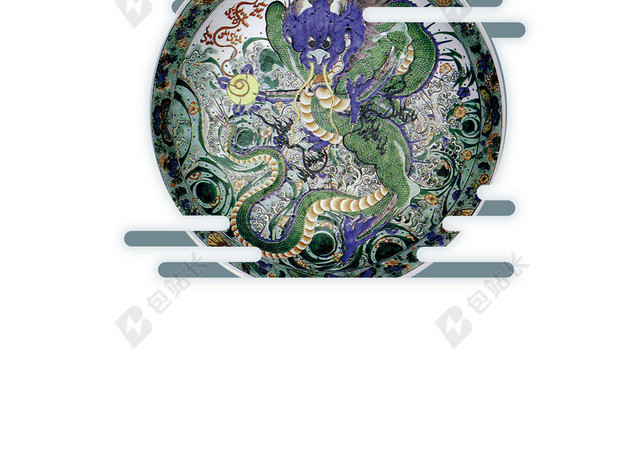 白色简约中国龙古迹世界遗产世界博物馆日海报背景