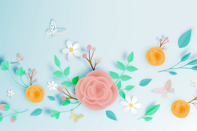 3D立体剪纸风花朵素材