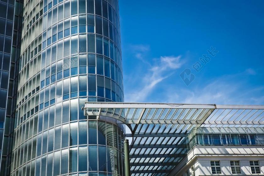 架构 摩天楼 玻璃幕墙 天际线 现代 城市 正面 天空