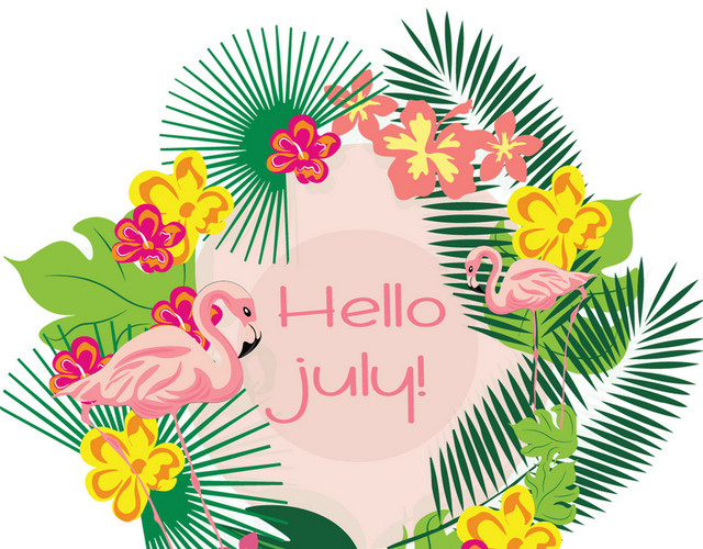 夏天火烈鸟花环茂盛夏日热带植物PNG素材