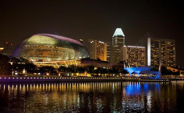新加坡 商业 夜景 海 城市 建筑