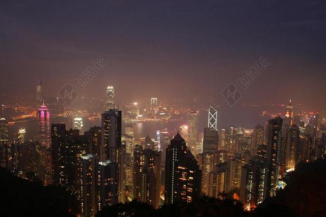 旅游时尚香港的夜景背景图片