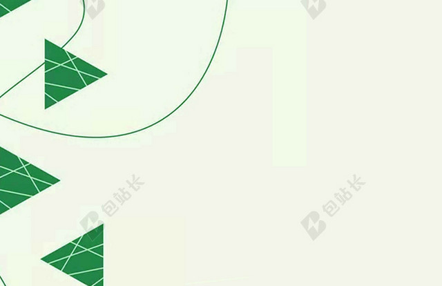 白绿三角圆形花朵线条端午节粽子海报背景