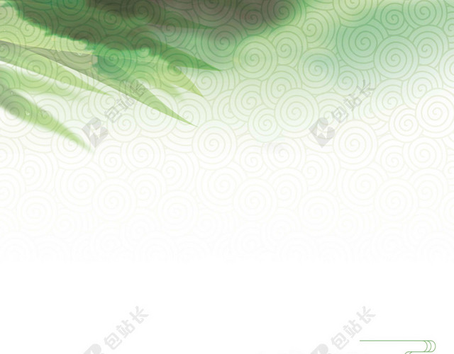 白色古风山水绿叶端午节粽子海报背景