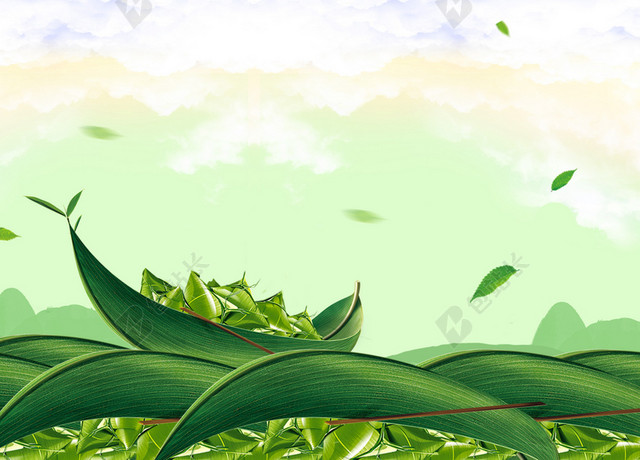 绿色清新粽子龙舟特价端午节促销海报背景