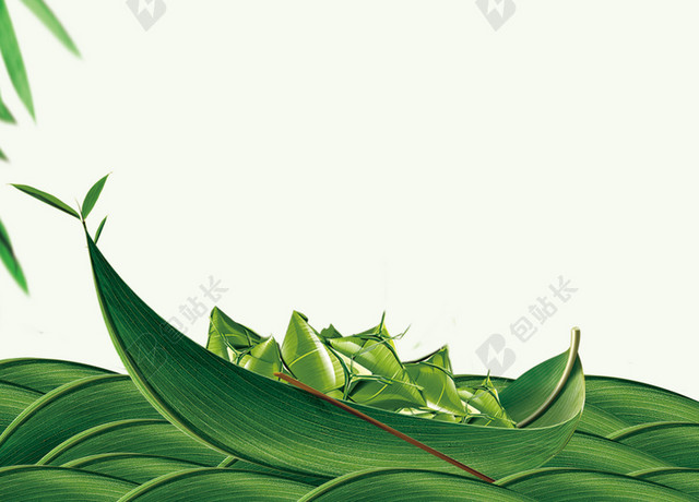 清新卡通粽子绿色龙舟特价端午节促销海报背景