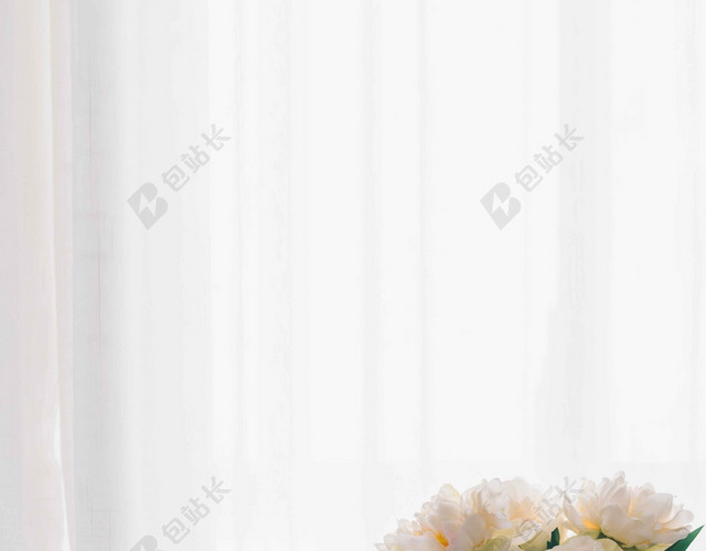 白色花瓶花朵清晰简约六月你好海报背景