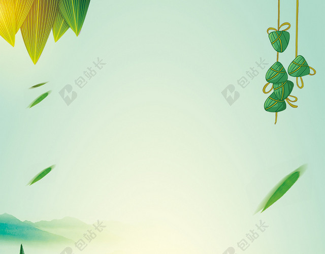 清新绿色粽子特价端午节促销海报背景