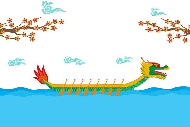 端午节划龙舟赛龙舟习俗插画PNG素材