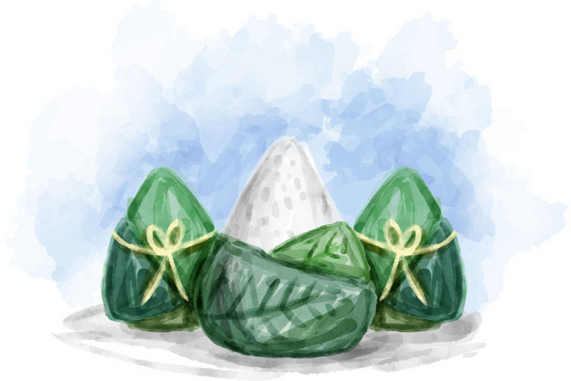 端午节绿色卡通粽子手绘插画PNG素材