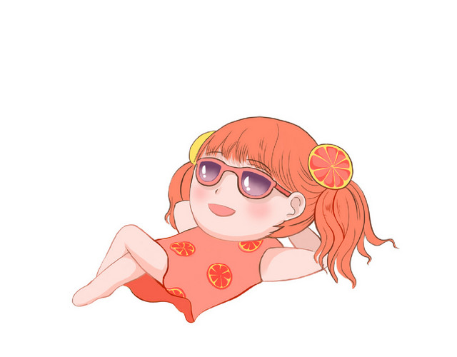 夏天海边度假卡通人物形象素材