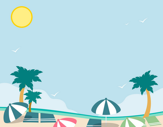 夏天旅游度假海滩矢量素材