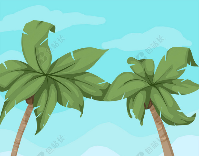 卡通夏日海边沙滩椰子树背景素材