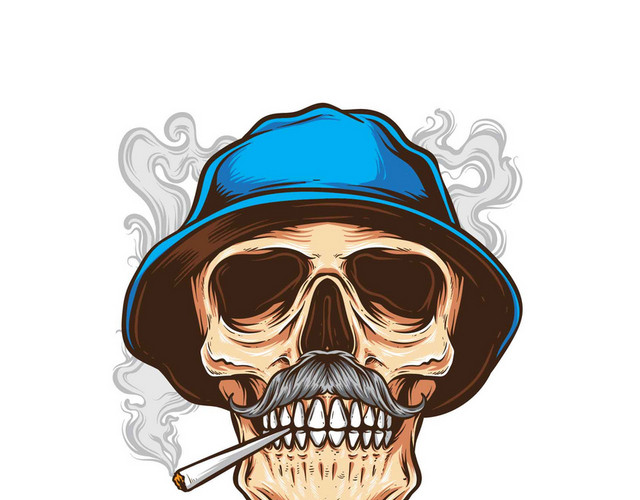 禁毒日戴蓝帽吸烟骷髅PNG素材