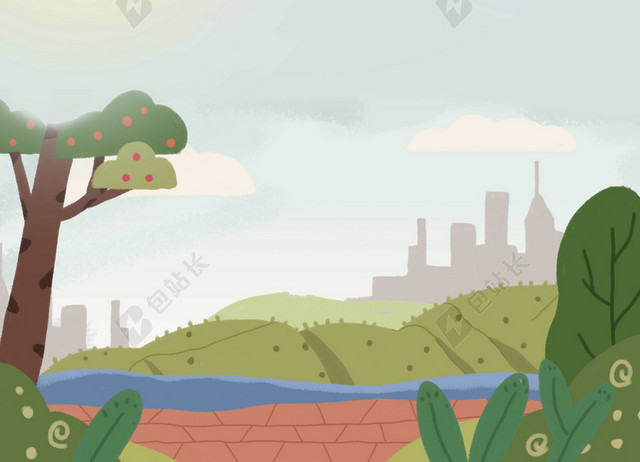 儿童健身跑步运动卡通文艺马拉松比赛海报背景