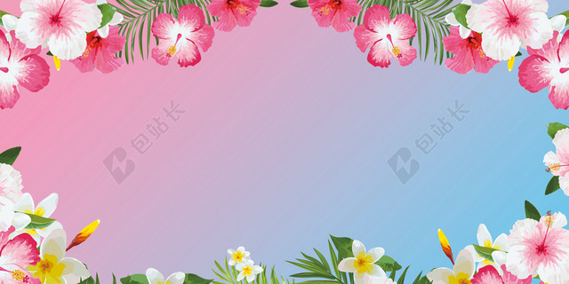 手绘彩色花朵花边母亲节贺卡感恩妈妈渐变海报背景