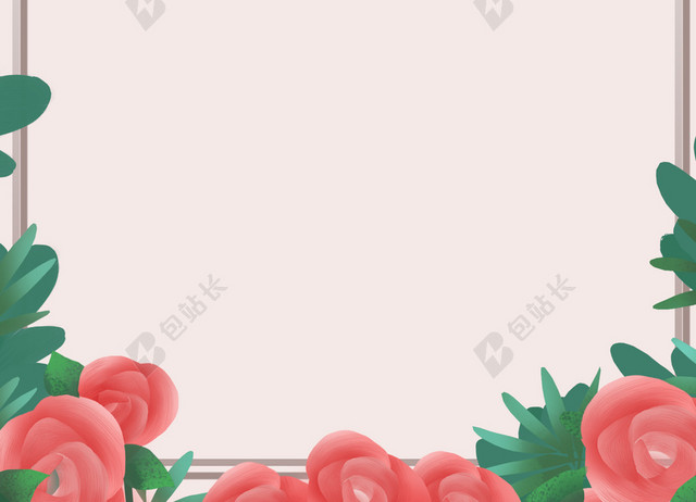 绿色边框母亲节快乐感恩米色宣传促销背景海报