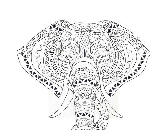 动物黑白色大象PNG素材