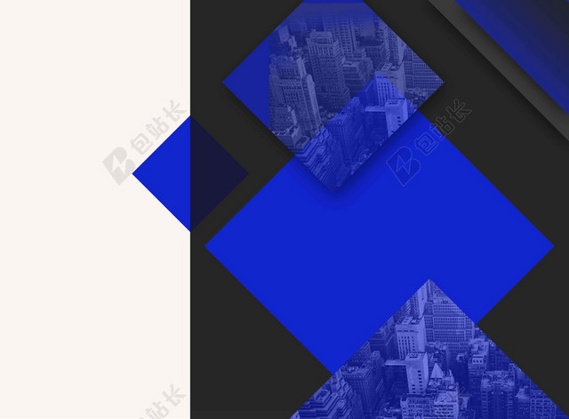 蓝白矩形渐变城市企业文化三折页海报背景展板