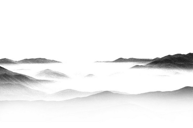 中国风水墨墨迹水墨山中国风云海群山素材
