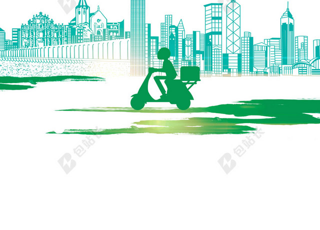 白色城市人物卡通51五一劳动节海报背景展板