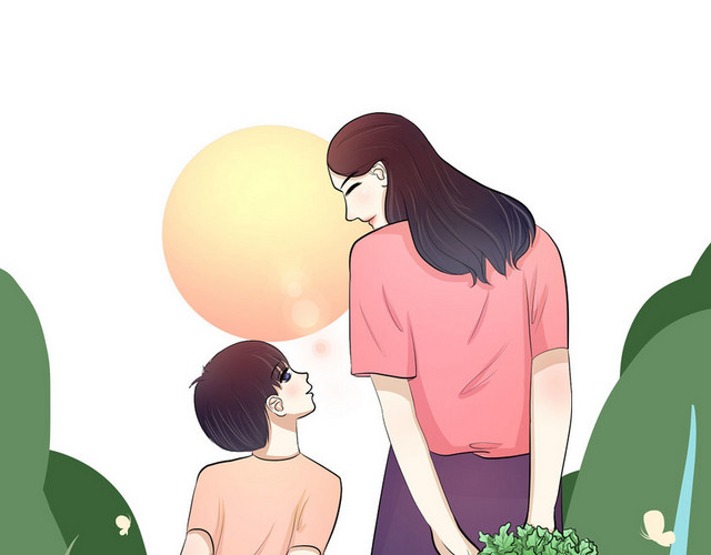 母亲孩子回家插画素材