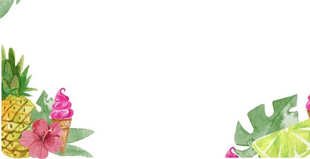夏天水彩菠萝西瓜素材