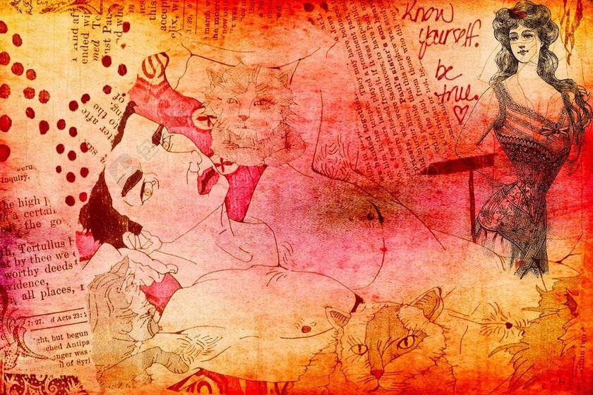 男子 人 女子 抽象 拼贴画 艺术 手工制造 工艺 情色