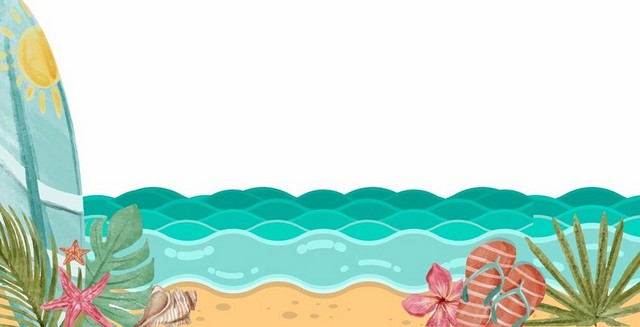夏天清新卡通海滩素材