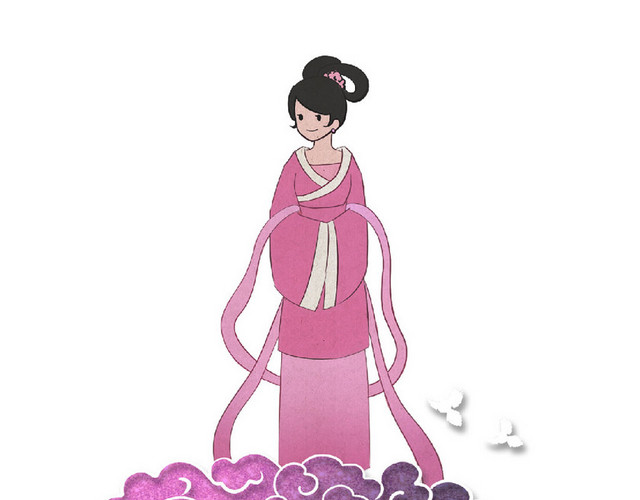 情侣七夕人物情人节七夕节织女卡通插画素材