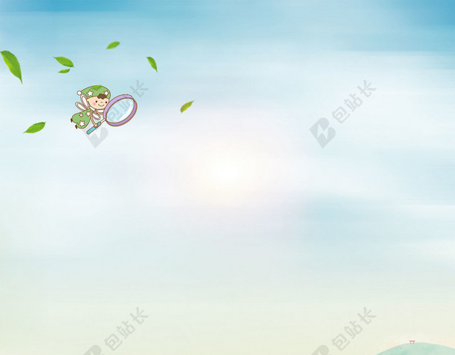 山林自行车绿地手绘儿童夏令营绿色海报背景