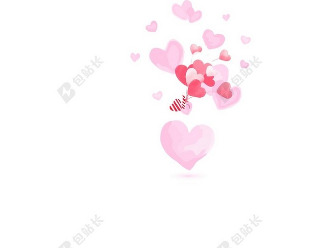 白色粉红爱心花朵彩带人物卡通手绘母女感恩母亲节海报背景展板