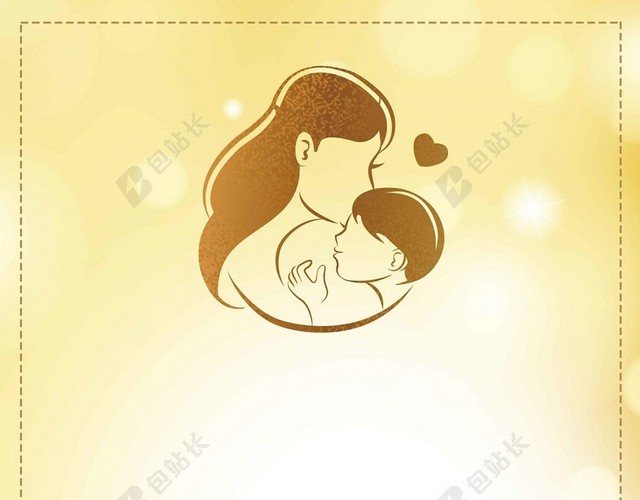 边框金色灯光人物爱心卡通感恩母亲节海报背景展板