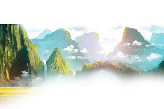 山峰背景山峦端午节素材
