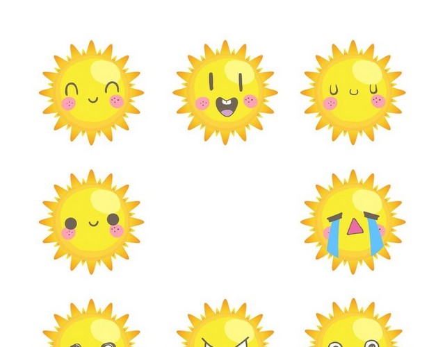 太阳夏日夏天表情集合PNG素材