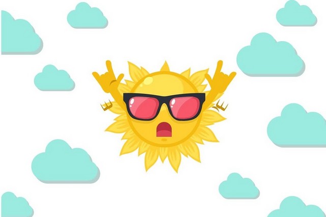 太阳夏日夏天戴眼镜云朵PNG素材