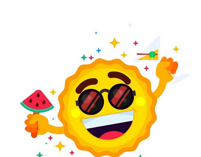 夏天夏日太阳拿西瓜糖星星PNG素材