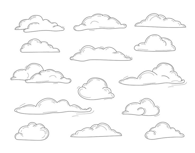 天空白云手绘卡通白色云朵